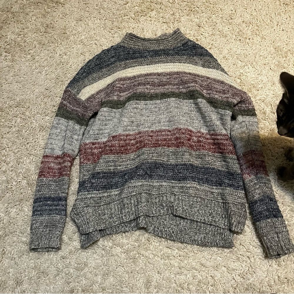 American Eagle striped knit mockneck sweater size medium
